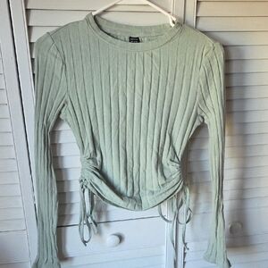 SHEIN Light Green Ribbed Long Sleeve Top
